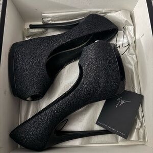 Giuseppe Zanotti Black Glitter Heels